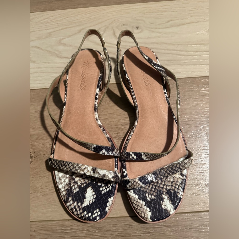 Madewell Snake Print Sandals - Black and Cream